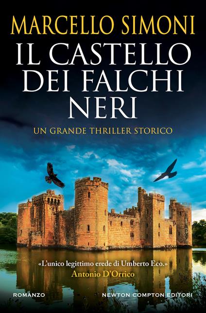 Copertina del romanzo "Il castello dei falchi neri" di Marcello Simoni