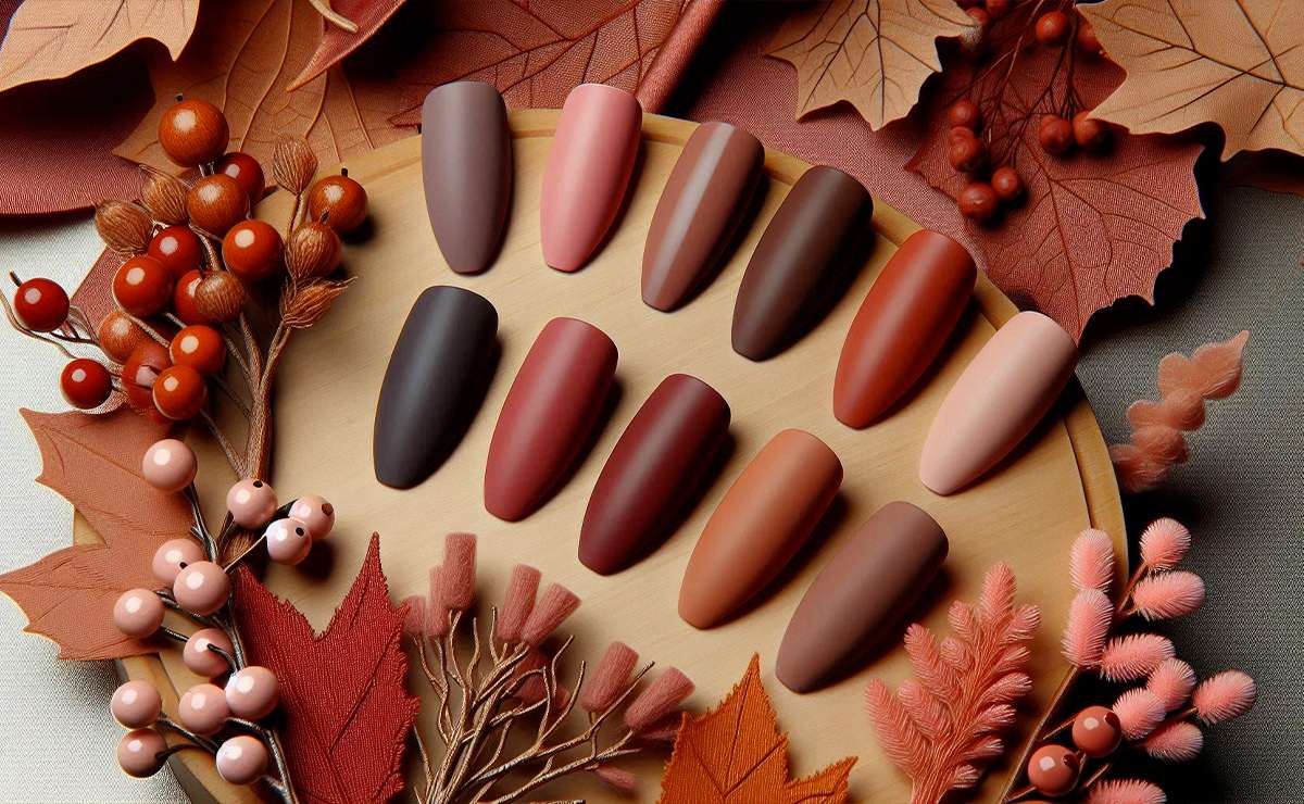 Tips unghie nei colori autunnali smalto opaco