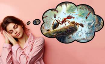donna dorme e sogna le formiche