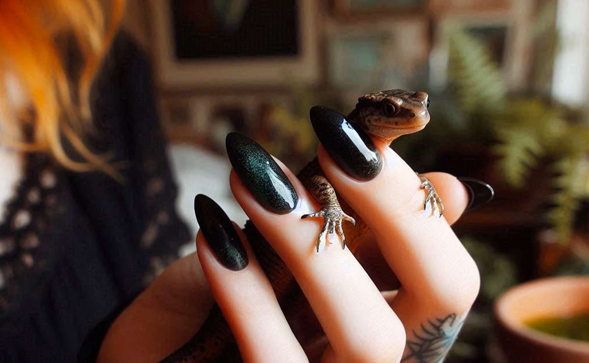 una donna tiene in mano un tritone domestico