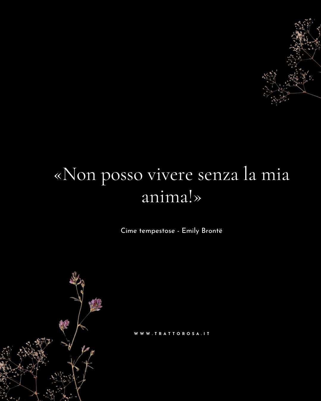 Frase tratta da Cime tempestose "Non posso vivere senza la mia anima"