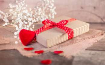 Libro chiuso avvolto con un nastro rosso a pois